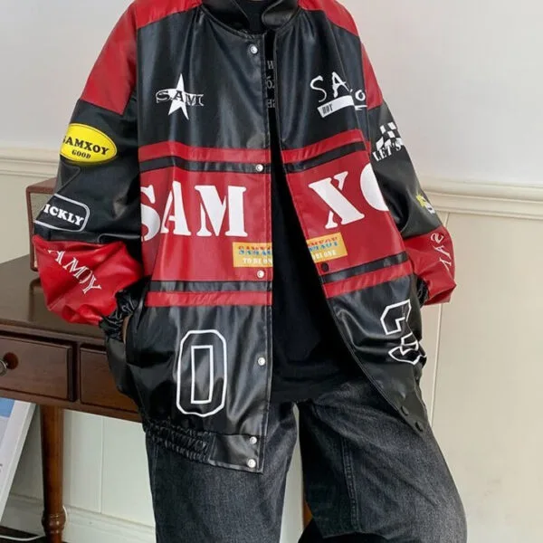 01B36D0Eae3771391455661B45834805 Y2Kstyle.fr Veste De Course Rouge Élégante
