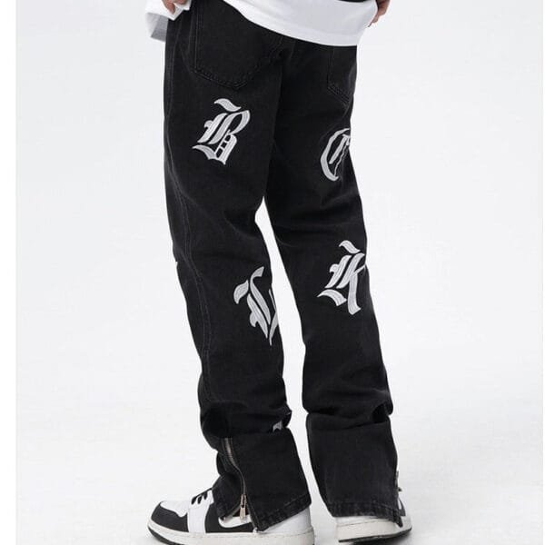 13D2B7361A27Dbc9960Ae158598A6A96 Y2Kstyle.fr Jean Motif Noir Unique