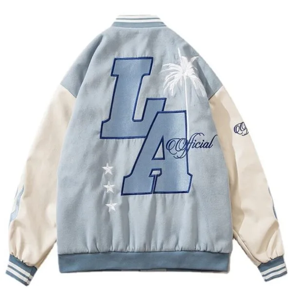 3332880692313818482A5A0286608Ab6 Y2Kstyle.fr Veste Universitaire Bleu Ciel Modernisée