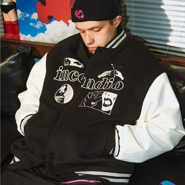 78Aa9Cdf7Ccc43360C7B8D362A07D223 Y2Kstyle.fr Blouson Varsity En Noir