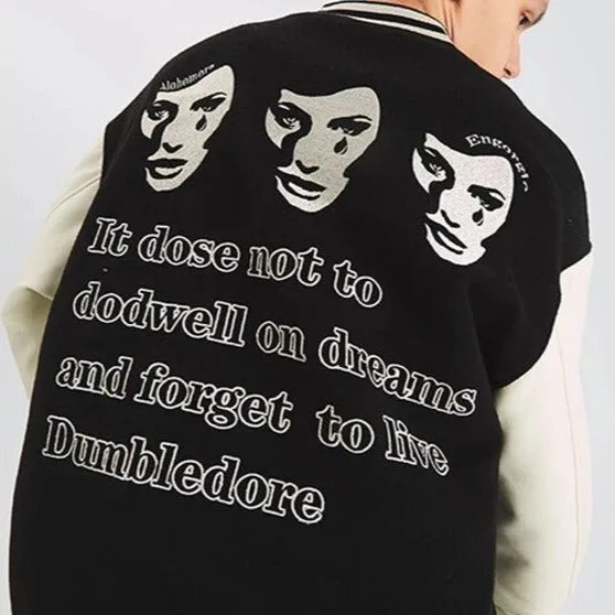 9F0Fd032F17Effe47439A28C1Ac69E77 Y2Kstyle.fr Blouson Varsity En Noir