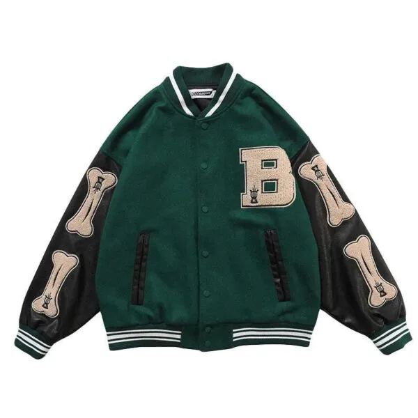 A4B4A777D704346280Fc18Fc9Ca1D6B1 Y2Kstyle.fr Blouson Varsity En Vert