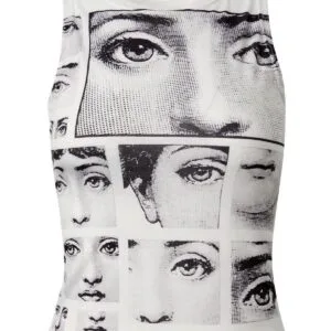 Débardeur Artistique Avec Motifs De Visages, Design Abstrait Et Monochrome, Style Contemporain.