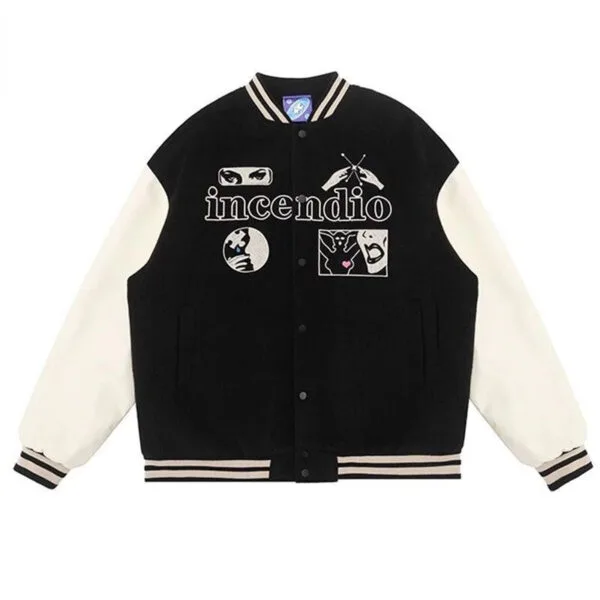 B8102D1Fa5Df93E62Cf26Cd4400A0727 Y2Kstyle.fr Blouson Varsity En Noir
