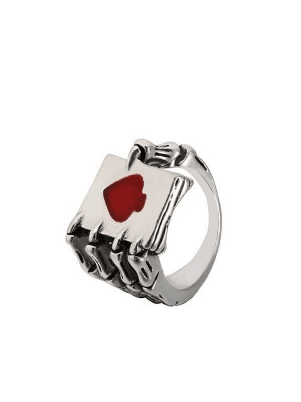 Bague Originale En Argent Avec Motif Das De Cœur Pour Un Style Ludique.