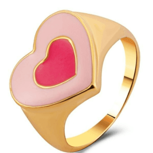 Bague Cœur Bi-Ton Or Et Rose, Élégante Et Moderne Pour Un Style Chic Et Romantique.