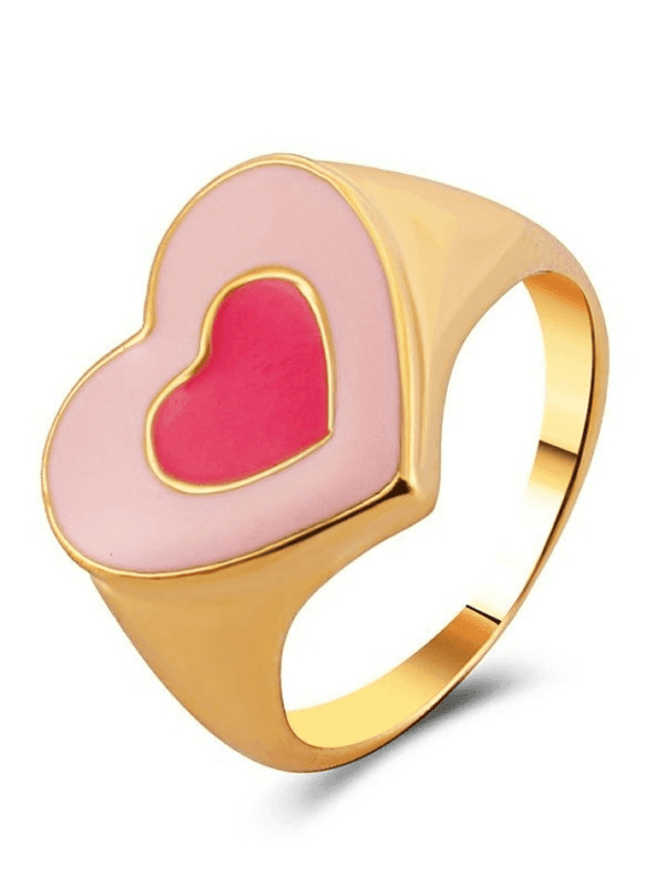 Bague Cœur Bi-Ton Or Et Rose, Élégante Et Moderne Pour Un Style Chic Et Romantique.