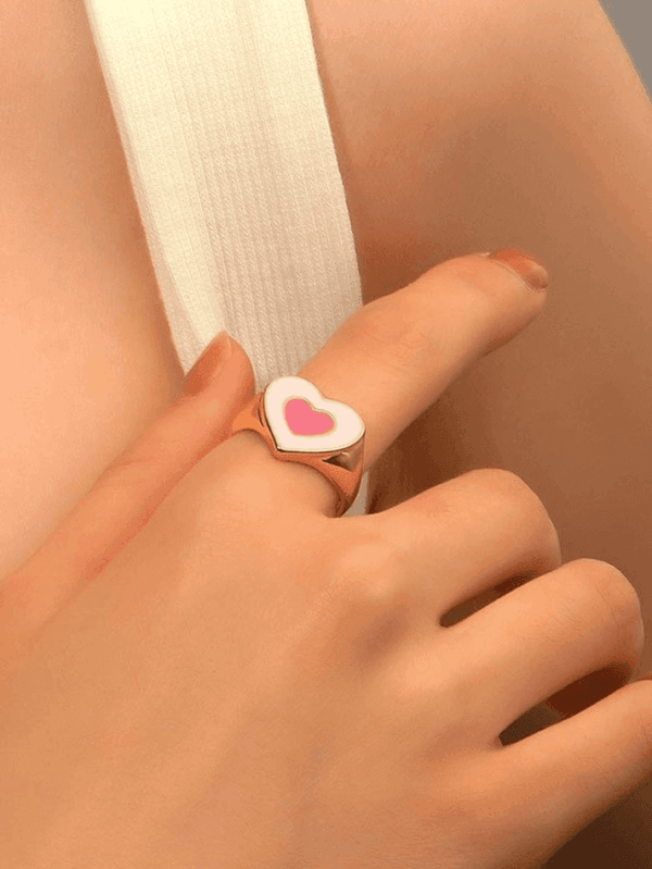 Bague Cœur Rose Élégante, Style Y2K, Ajout De Douceur À Une Tenue Raffinée.