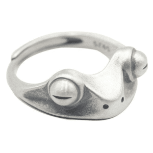 Bague Grenouille En Argent, Design Minimaliste Et Ludique Pour Un Style Unique.