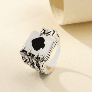 Bague En Argent, Design Livre Et Cœur Noir, Symbole Damour Et De Savoir.