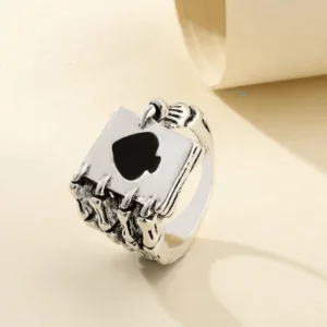Bague En Argent, Design Livre Et Cœur Noir, Symbole Damour Et De Savoir.