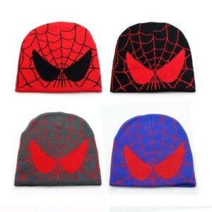 Collection de bonnets Spider-Man aux designs colorés et modernes pour fans de Y2K.