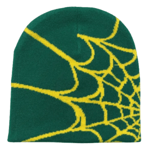 Bonnet Araignée Coloré En Vert Et Jaune, Parfait Pour Un Look Amusant Et Original.