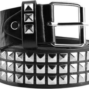 Ceinture Noire À Studs Pyramidaux, Chic Et Audacieuse Pour Un Style Alternatif.