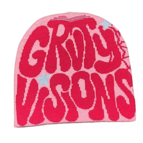 Bonnet Gravity Vision Rose Rouge Blanc Grvty Vision Y2Kstyle.fr