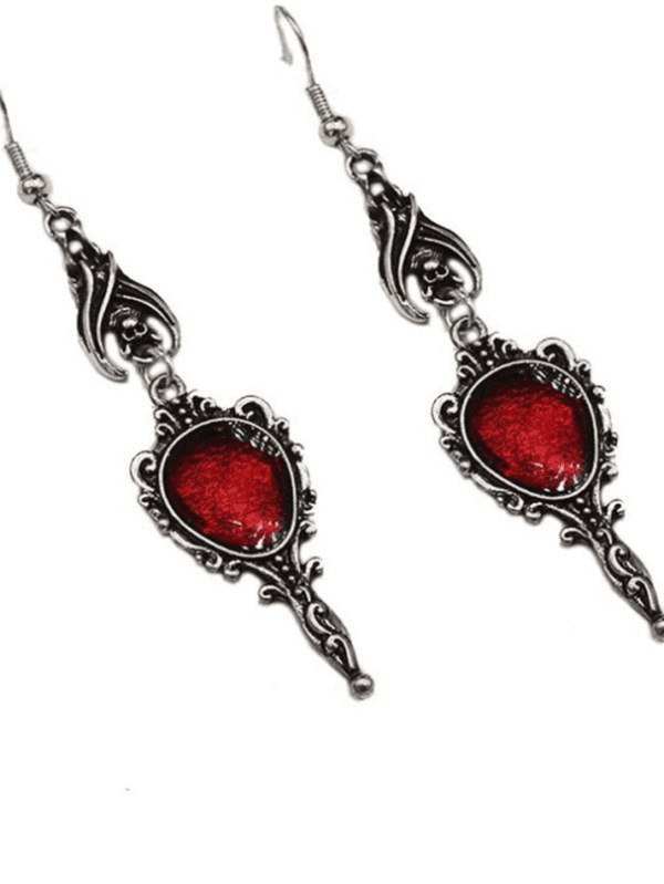 Boucles Doreilles Gothiques En Rubis, Élégance Vintage Pour Toutes Occasions.