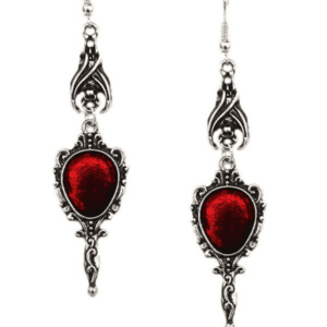 Boucles doreilles vintage argentées avec pierres rouges, élégantes et sophistiquées pour toutes occasions.