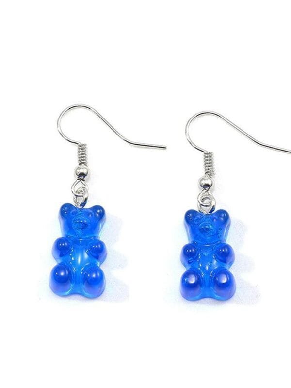 Boucles Doreilles Ludiques En Forme Dours En Gomme Bleu, Parfaites Pour Femmes Modernes.