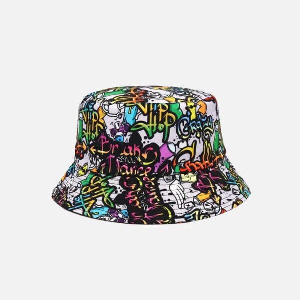 Chapeau Bob Coloré Graphique Inspiration Y2K, Parfait Pour Un Style Audacieux Et Créatif.