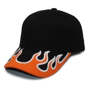 Casquette Noire Avec Visière Flammes Orange, Style Y2K Audacieux Et Tendance.