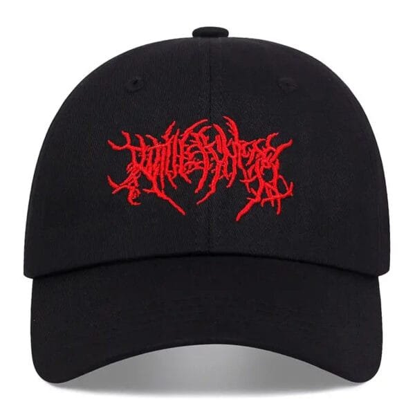 Casquette Noire Édition Limitée Avec Graphique Rouge, Style Moderne Et Alternatif.