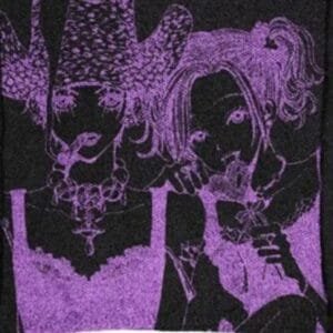 Illustration De Personnages Fantastiques En Violet, Ornés De Vêtements Élaborés Et Expressions Captivantes.