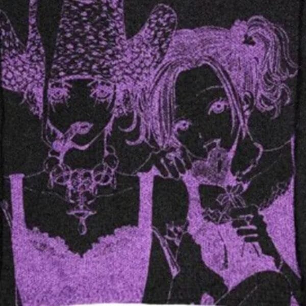 Illustration De Personnages Fantastiques En Violet, Ornés De Vêtements Élaborés Et Expressions Captivantes.