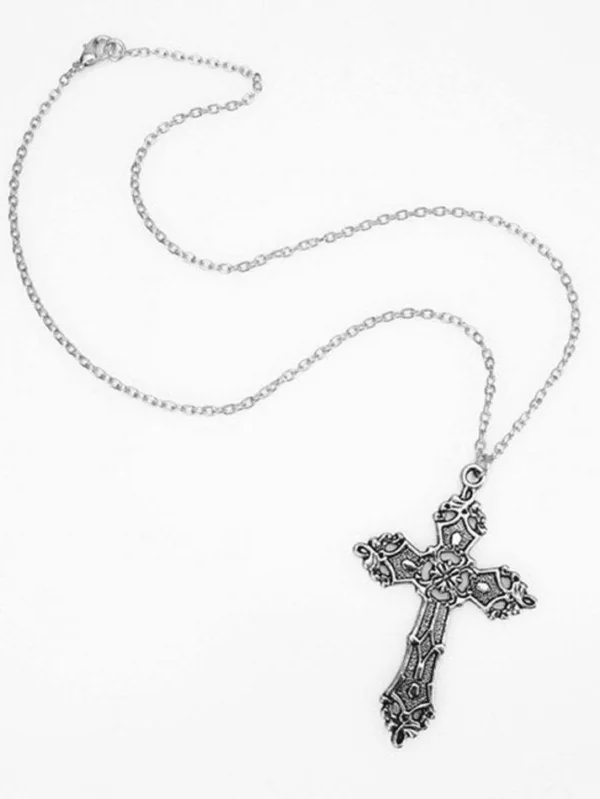 Collier En Argent Avec Croix Ornée, Alliant Élégance, Foi Et Style Contemporain.