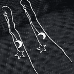 Boucles Doreilles En Argent Lune Et Étoile, Élégantes Et Modernes Pour Tous Les Styles.