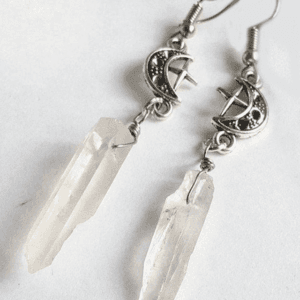 Boucles Doreilles En Cristal Et Argent, Motif Céleste Et Élégant, Artisanat Unique.