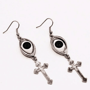 Boucles Doreilles Gothiques Avec Motif Dœil Et Croix En Style Bohème Élégant.