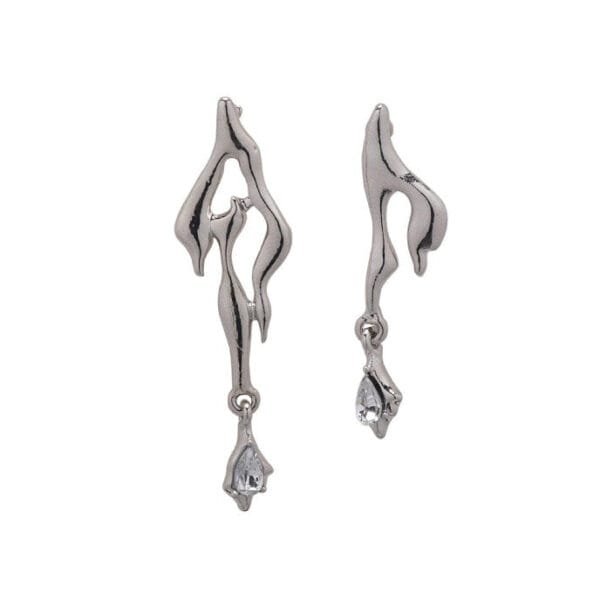 Boucles Doreilles Modernes En Forme De Vagues Avec Pierres Scintillantes.