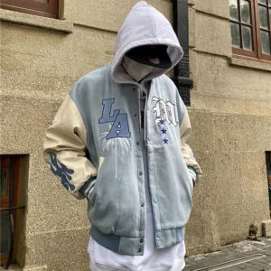 F75Dddd1E79826A219Cb0Bec217Dc096 Y2Kstyle.fr Veste Universitaire Bleu Ciel Modernisée