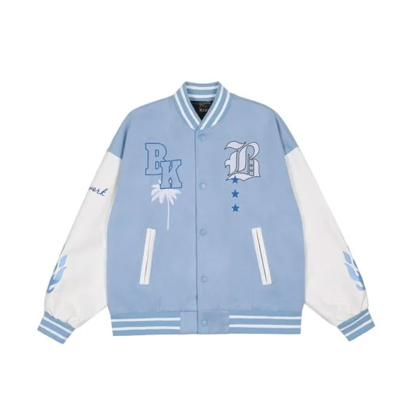 F7B027D45Fd7484F6D0833823B98907E Y2Kstyle.fr Veste Universitaire Bleu Ciel Modernisée