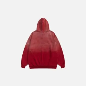 Hoodie Rouge Oversize À Dégradé, Alliage Parfait De Confort Et De Style Contemporain.