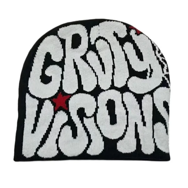 Beanie Moderne Noir Et Rouge “Gritty Visions” : Style Urbain Et Confort Hivernal.