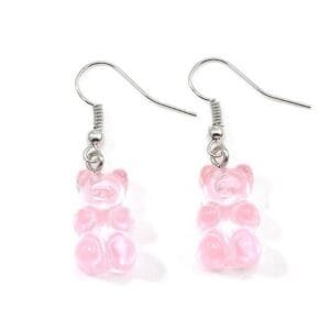 Boucles Doreilles Oursons En Gomme Rose Pour Un Style Amusant Et Tendance.