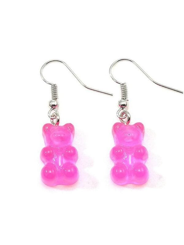 Boucles Doreilles En Ours Gommeux Roses, Ludiques Et Nostalgiques, Parfaites Pour Le Style Y2K.