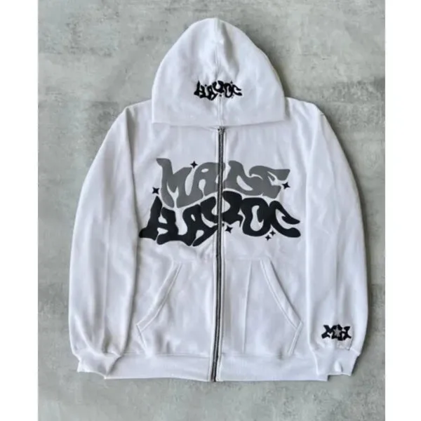 Hoodie Blanc Graphique Tendance, Style Urbain Chic Pour Un Look Décontracté Et Moderne.