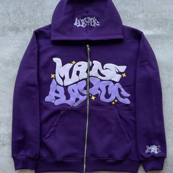 Haut Violet Graphique Avec Étoile Et Lettrage Audacieux, Idéal Pour Un Style Streetwear.