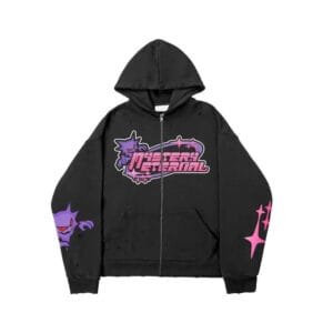 Hoodie noir avec design rose Mystère Éternel - mode décontractée et stylée.