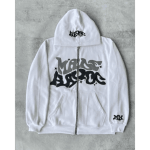 Hoodie Blanc Stylé Avec Graphique Urbain, Confort Et Tendance Streetwear.