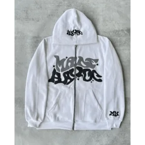 Hoodie Blanc Stylé Avec Graphique Urbain, Confort Et Tendance Streetwear.
