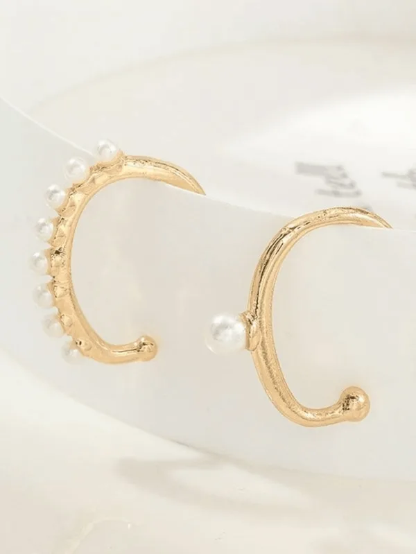Boucles Doreilles Hoop En Or Et Perles, Design Moderne Et Élégant Pour Toutes Occasions.