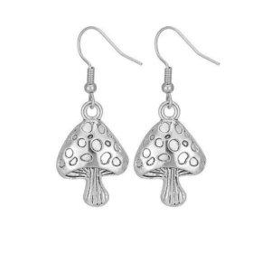 Boucles Doreilles En Argent En Forme De Champignon, Élégantes Et Ludiques.