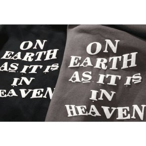 T-Shirts Spirituels : Message Puissant Sur Terre Comme Au Ciel En Noir Et Gris.