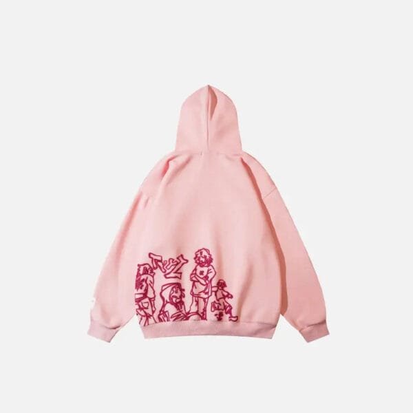 Haut À Capuche Rose Avec Motif Cartoon, Style Décontracté Et Tendance.