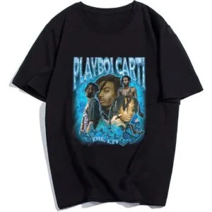 T-Shirt Playboi Carti, Design Urbain Moderne, Style Hip-Hop Et Graphique Vibrant.