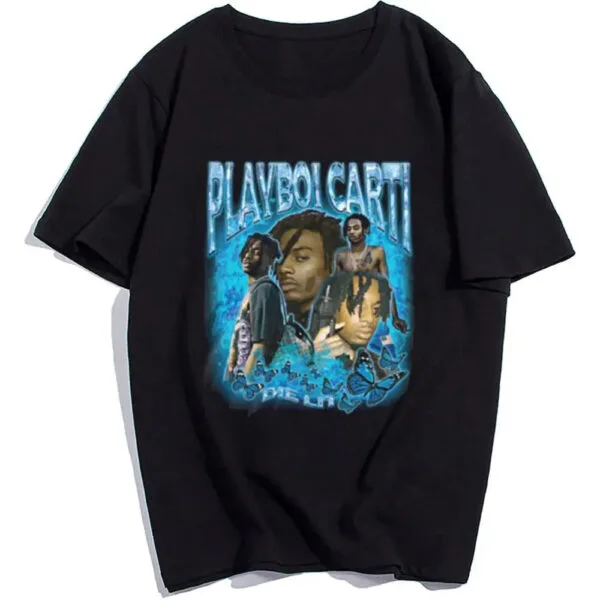 T-Shirt Playboi Carti, Design Urbain Moderne, Style Hip-Hop Et Graphique Vibrant.