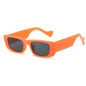 Lunettes rétro orange mode Y2K avec verres sombres, idéales pour lété et les festivals.